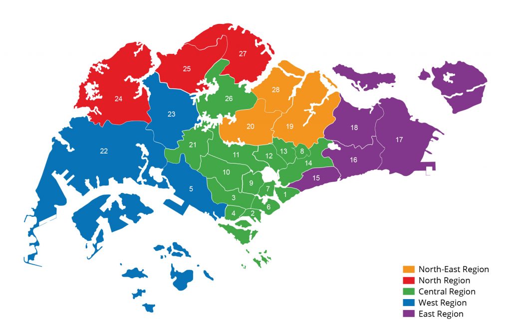 Singapore map by regions