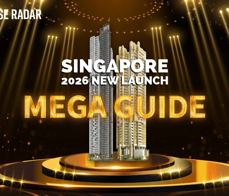 Singapore 2026 new launch property mega guide — featured image with skyline and spotlight theme.