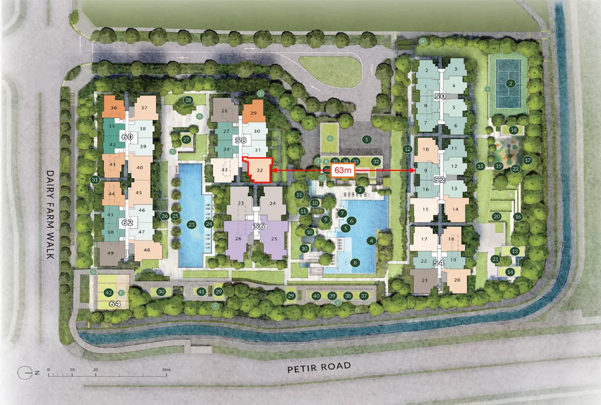Narra Residences site plan showing internal layout and block spacing
