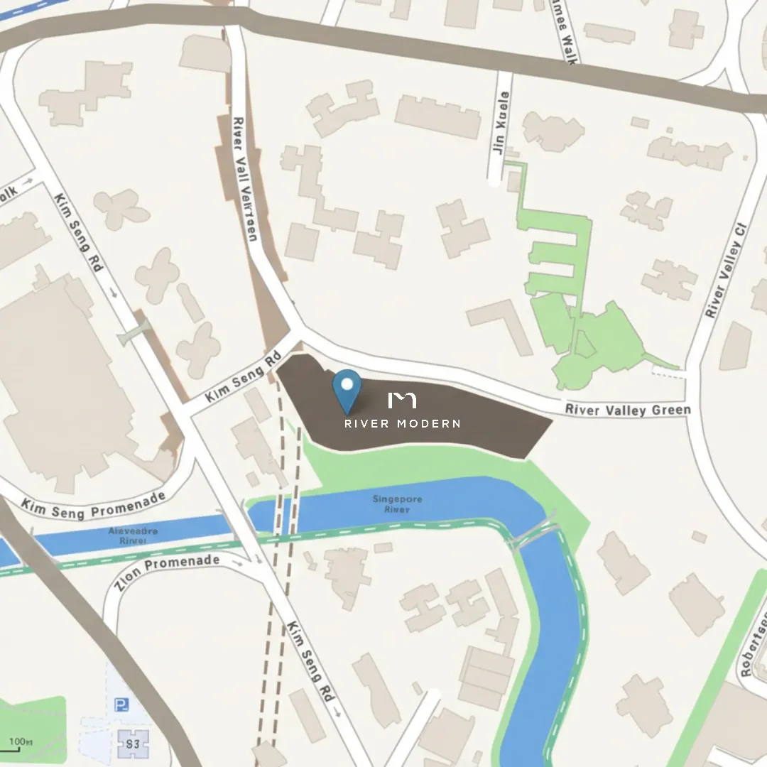 River Modern site location at River Valley Green near Great World MRT and the Singapore River