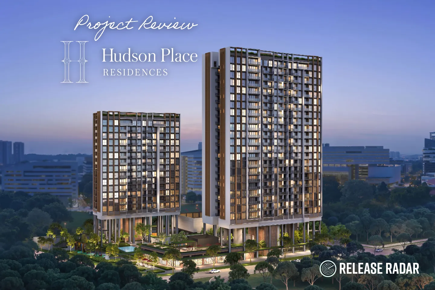 Hudson Place Residences aerial view at Media Circle in one-north Singapore
