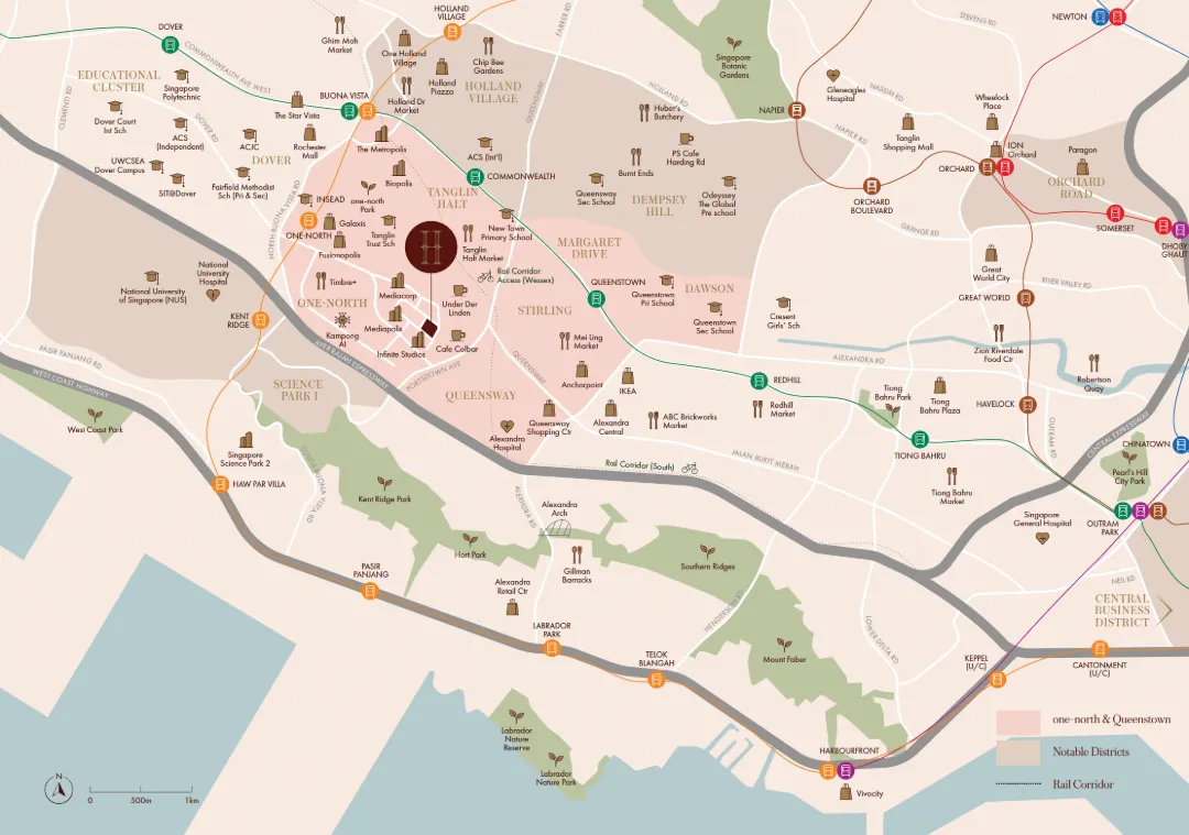 Hudson Place Residences location map within one-north and Media Circle