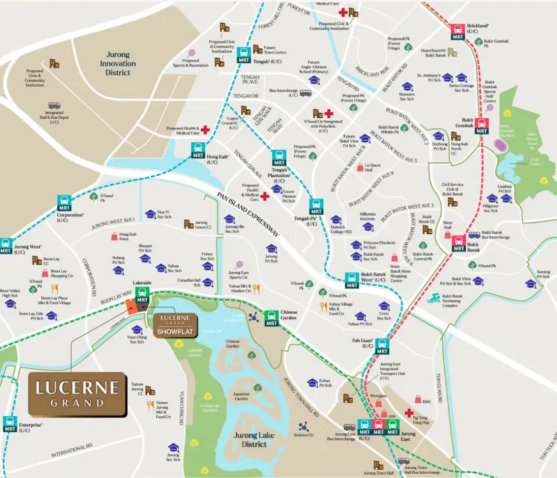 Location map of Lucerne Grand beside Lakeside MRT