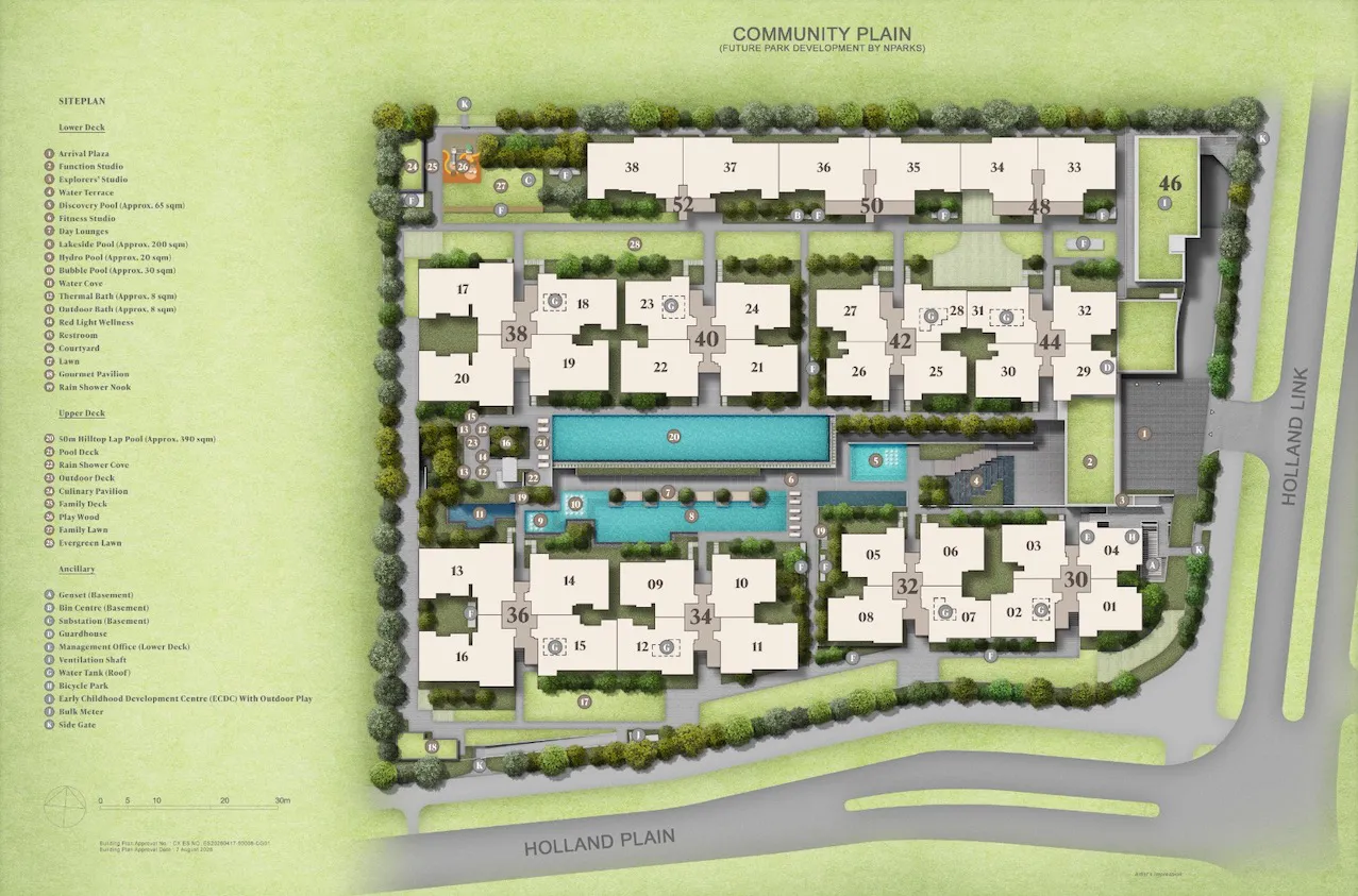 Amberwood at Holland site plan showing residential blocks, unit stacks and facilities