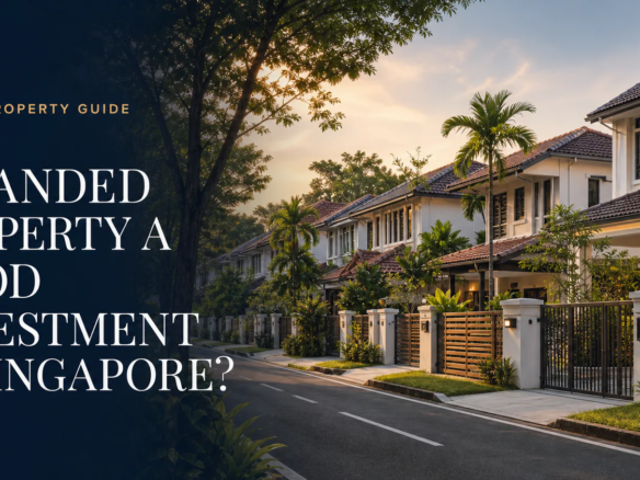 Singapore landed homes along a tree-lined residential street