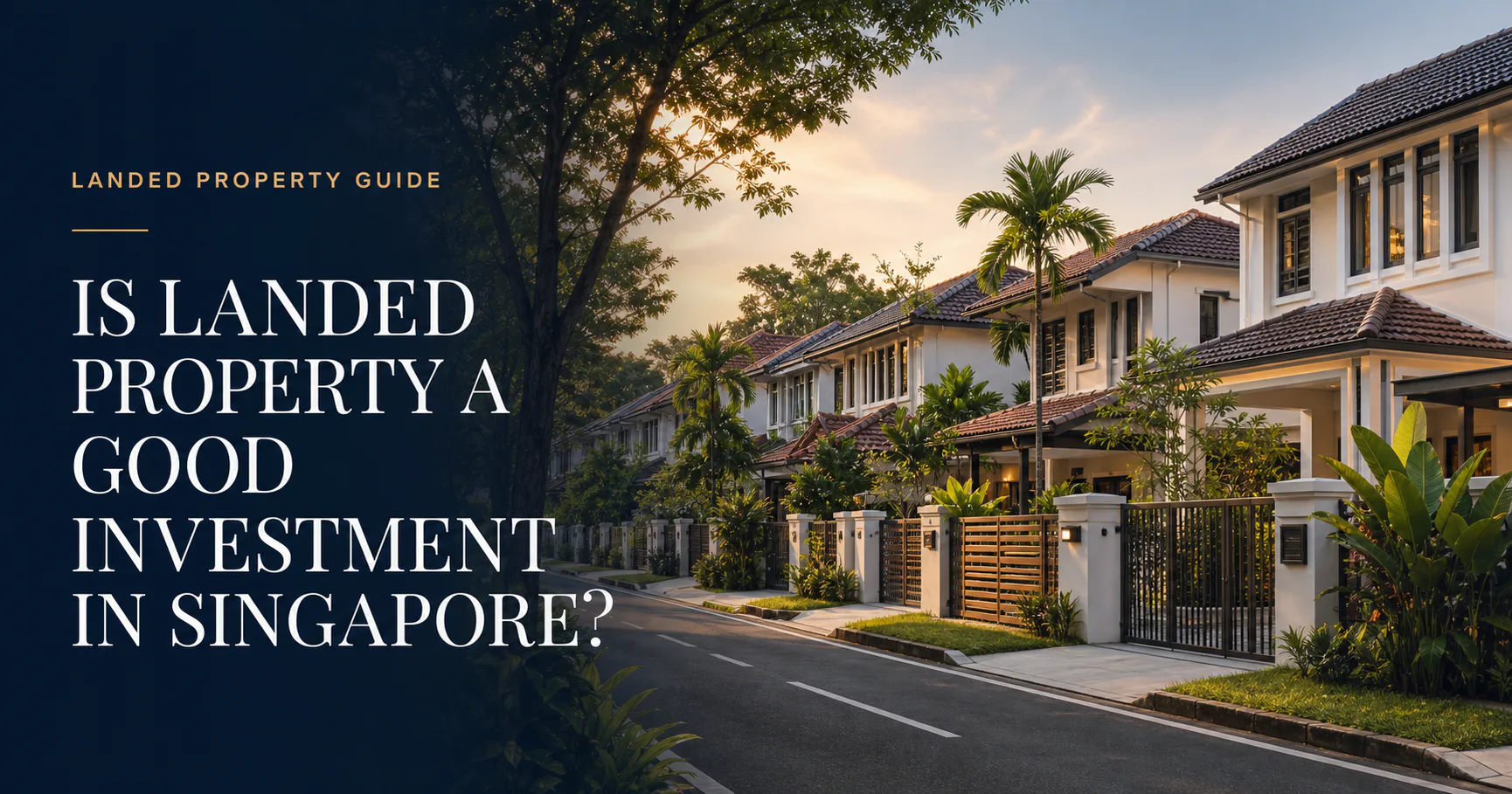 Singapore landed homes along a tree-lined residential street