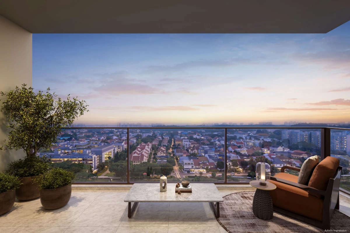 Artist’s impression of a Dunearn House balcony overlooking the surrounding landed estate